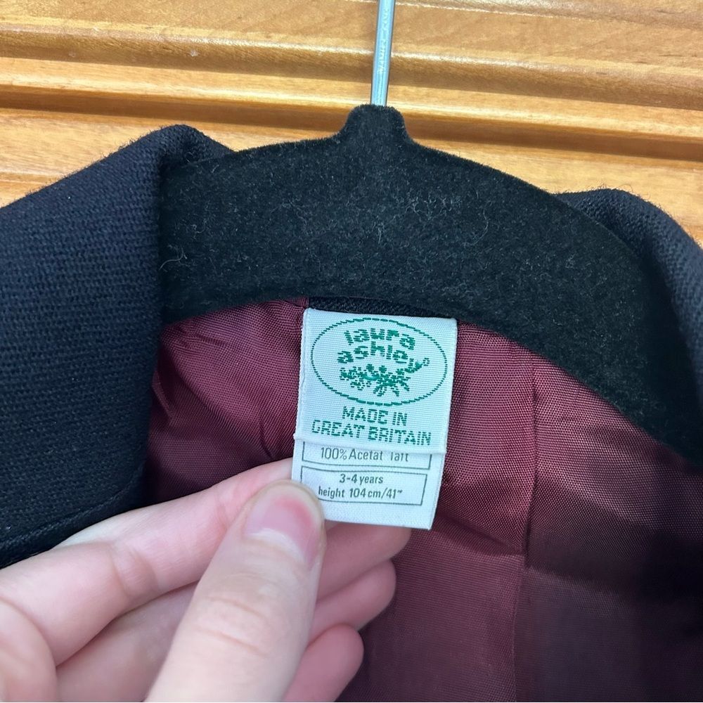 Vintage Laura Ashley Made in GB Wool Blazer Black Size 3-4 Years - Picture 6 of 12